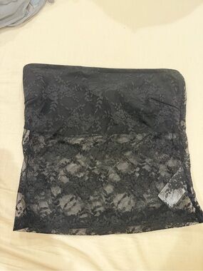 Strapless Black Lace Bandeau Tube Top